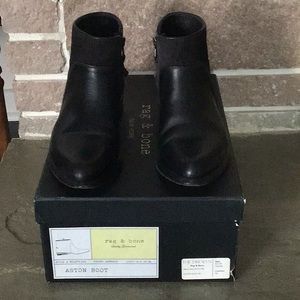 rag & bone Aston Leather & Suede Zipper Ankle Boots in Asphalt, Size 6